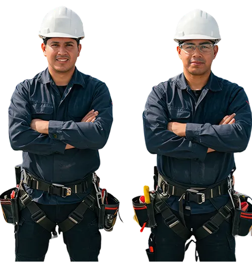 Instalador solar revisando un proyecto financiado